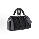 LOUIS VUITTON keepall 25 Black Knight Monogram Adjustable Shoulder strap crossbody handbag in black and grey
