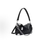 LOUIS VUITTON SIDE TRUNK EAST WEST Silver metal accessory handbag, medium size, black