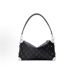 LOUIS VUITTON SIDE TRUNK EAST WEST Silver metal accessory handbag, medium size, black