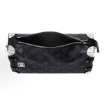 LOUIS VUITTON SIDE TRUNK EAST WEST Silver metal accessory handbag, medium size, black
