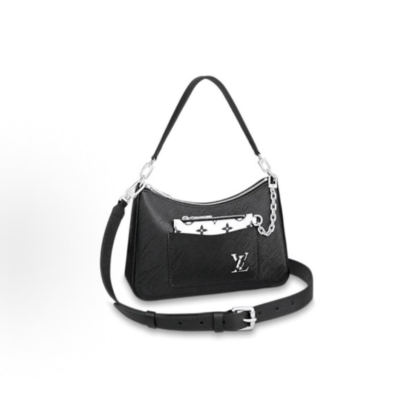 LOUIS VUITTON Marelle adjustable and detachable shoulder strap Epi underarm bag, handbag, shoulder bag, crossbody bag, black