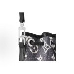 LOUIS VUITTON NOE logo printed drawstring bucket bag, hand and shoulder crossbody bag, super mini grey