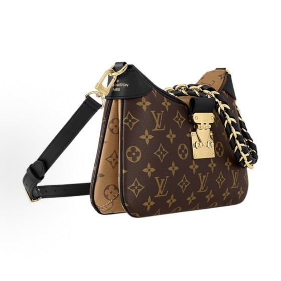 LOUIS VUITTON Twinny detachable and adjustable shoulder strap, embossed full print horn bag, hand-carry crossbody single-shoulder bag, brown