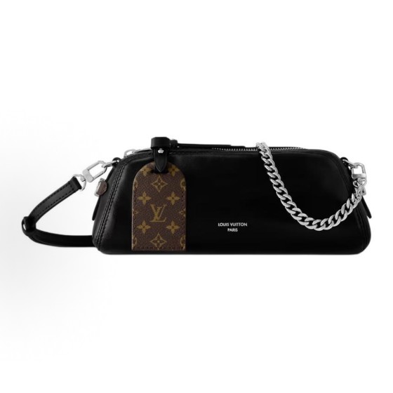 LOUIS VUITTON Pochette Vibe Metal zipper detachable address plate shoulder bag, black