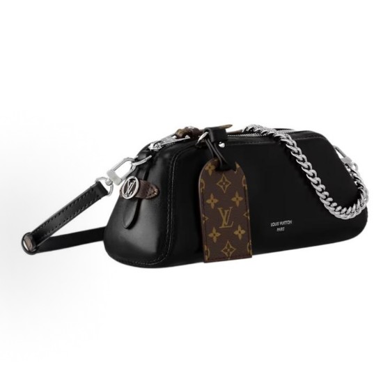 LOUIS VUITTON Pochette Vibe Metal zipper detachable address plate shoulder bag, black