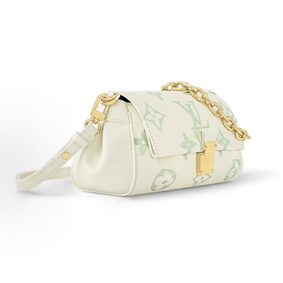 LOUIS VUITTON  Favorite detachable and adjustable shoulder strap, two-color monogram dumpling bag, crossbody single-shoulder bag, cream white with green