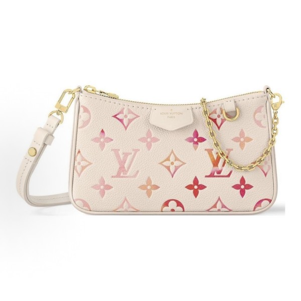 LOUIS VUITTON Easy Pouch on Strap Crossbody bag Gradient Strawberry milk powder in white