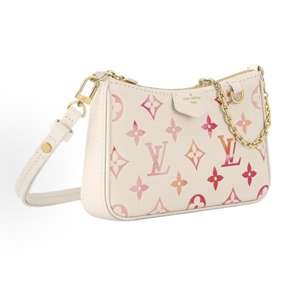 LOUIS VUITTON Easy Pouch on Strap Crossbody bag Gradient Strawberry milk powder in white
