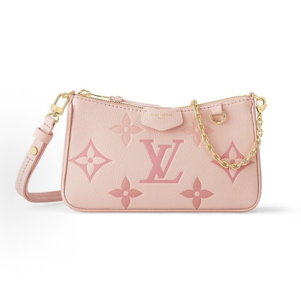 LOUIS VUITTON pouch Summer Limited Edition Monogram embossed metal chain single-shoulder handbag, conventional gradient cherry blossom pink