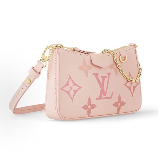 LOUIS VUITTON pouch Summer Limited Edition Monogram embossed metal chain single-shoulder handbag, conventional gradient cherry blossom pink