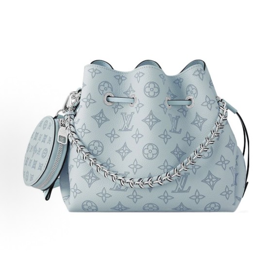 LOUIS VUITTON Bella detachable and adjustable shoulder strap drawstring openable and perforated Moonlight Goddess bucket bag, single-shoulder crossbody bag, regular blue