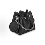 LOUIS VUITTON Bella drawstring opening and closing detachable and adjustable shoulder strap, embroidered cowhide Moonlight Goddess bucket bag, hand and shoulder crossbody bag, regular black