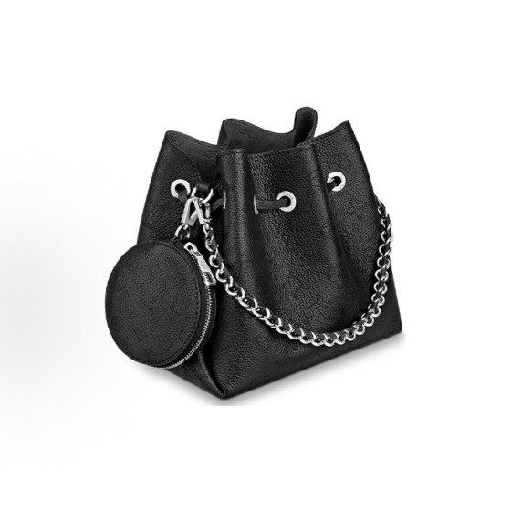 LOUIS VUITTON Bella drawstring opening and closing detachable and adjustable shoulder strap, embroidered cowhide Moonlight Goddess bucket bag, hand and shoulder crossbody bag, regular black