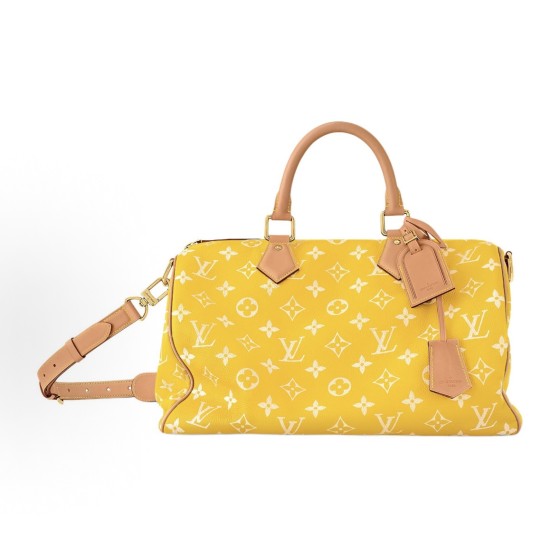 LOUIS VUITTON Speedy P9 BANDOULIERE 40 Classic monogram adjustable and detachable shoulder strap pillowcase, single-shoulder crossbody handbag, yellow