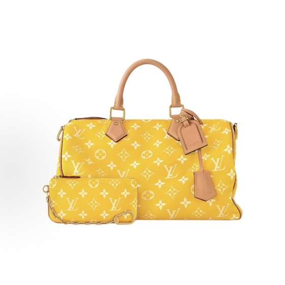 LOUIS VUITTON Speedy P9 BANDOULIERE 40 Classic monogram adjustable and detachable shoulder strap pillowcase, single-shoulder crossbody handbag, yellow