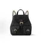 LOUIS VUITTON Backup letter-embossed magnetic clasp backpack in black