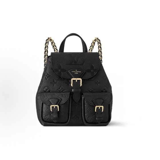 LOUIS VUITTON Backup letter-embossed magnetic clasp backpack in black