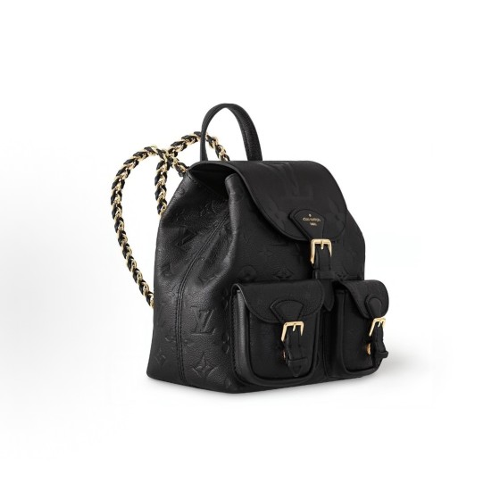 LOUIS VUITTON Backup letter-embossed magnetic clasp backpack in black