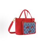 LOUIS VUITTON x Takashi Murakami NEVERFULL INSIDE OUT BB Cherry Series Monogram denim single-shoulder crossbody handbag, small, blue and red