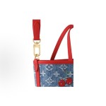 LOUIS VUITTON x Takashi Murakami NEVERFULL INSIDE OUT BB Cherry Series Monogram denim single-shoulder crossbody handbag, small, blue and red