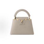 LOUIS VUITTON Capucines flip-top detachable shoulder strap Taurillon Capucines hand-held shoulder crossbody bag mini Elephant grey