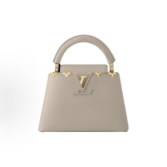 LOUIS VUITTON Capucines flip-top detachable shoulder strap Taurillon Capucines hand-held shoulder crossbody bag mini Elephant grey