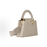 LOUIS VUITTON Capucines flip-top detachable shoulder strap Taurillon Capucines hand-held shoulder crossbody bag mini Elephant grey