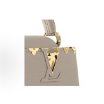LOUIS VUITTON Capucines flip-top detachable shoulder strap Taurillon Capucines hand-held shoulder crossbody bag mini Elephant grey