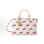 LOUIS VUITTON x Takashi Murakami SPEEDY SOFT BANDOULIERE 30 Cherry Series Monogram Cherry single-shoulder crossbody handbag in white