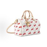 LOUIS VUITTON x Takashi Murakami SPEEDY SOFT BANDOULIERE 30 Cherry Series Monogram Cherry single-shoulder crossbody handbag in white