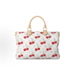 LOUIS VUITTON x Takashi Murakami SPEEDY SOFT BANDOULIERE 30 Cherry Series Monogram Cherry single-shoulder crossbody handbag in white