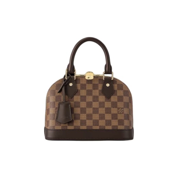 LOUIS VUITTON Alma BB Gold hardware double zipper opening Damier Ebene shell bag Canvas bag single-shoulder crossbody handbag brown