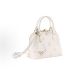 LOUIS VUITTON Alma BB two-tone design brand monogram full print single-shoulder crossbody handbag small cream with peach color