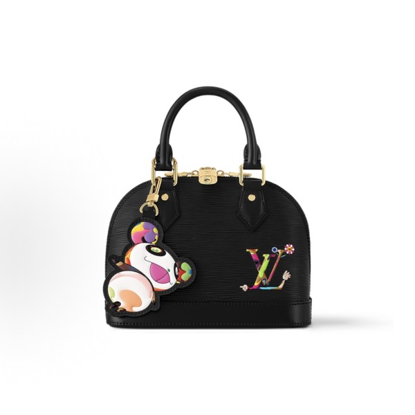LOUIS VUITTON x Takashi Murakami Alma BB Detachable adjustable shoulder strap zipper closure Epi single-shoulder crossbody handbag Small black Tricolor