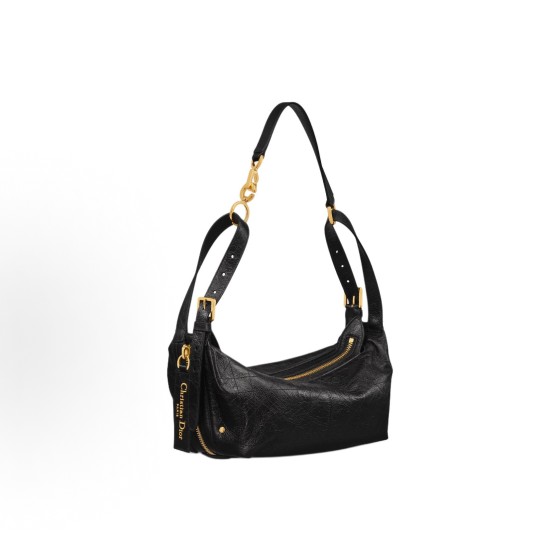 DIOR D-Journey Large wister-patterned dial line zipper opening and closing hand-held shoulder bag, small size for women, black