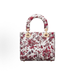 DIOR Lady Dior My ABCDior Adjustable shoulder strap butterfly heart-shaped pendant pattern printed Princess bag, single-shoulder crossbody handbag, small size for women, white and red