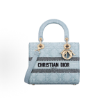 DIOR Lady D-Lite detachable wide shoulder strap wicker pattern single-shoulder crossbody handbag, medium size for women, sky blue