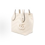 GUCCI GG Mammon brand logo pendant tote bag, small size for women, ivory color