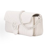 GUCCI GG Marmont Double G logo detachable shoulder strap quilted crossbody bag, white for women