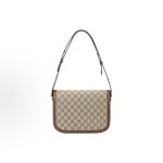 GUCCI Horsebit 1955 monogram Logo saddle bag, hand-held crossbody single-shoulder bag, small size, unisex, ebony color with brown