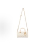 DIOR Lady D-Joy light gold finish pendant, detachable and adjustable shoulder strap, single-shoulder crossbody bag, Princess handbag, small size, women\'s style, cream white