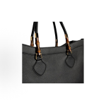 GUCCI Bamboo golden combination tote bag, large size for women, black