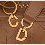 DIOR D-Journey Metal CD hook-shoulder strap bag, medium-sized women\'s camel brown