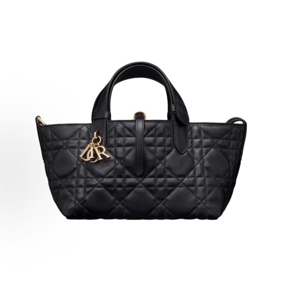 DIOR Toujours brand logo pendant, wicker pattern indigenous bag, small size, women\'s style, black