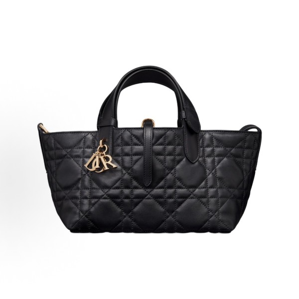 DIOR Toujours brand logo pendant, wicker pattern indigenous bag, small size, women\'s style, black