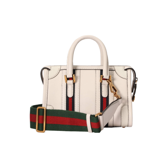 GUCCI Exquisite - Gucci Gold Logo, metal protective foot studs, travel bag, single-shoulder crossbody handbag, mini women\'s white