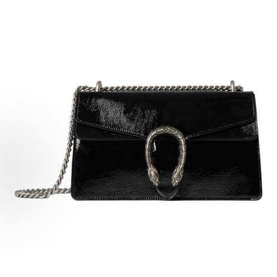 GUCCI Dionysus distressed tiger-head clasp press lock crossbody single-shoulder bag, small size for women, black