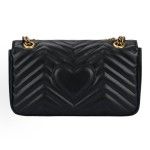 GUCCI GG Marmont gold Logo distressed quilted chain bag crossbody single-shoulder bag, small size for women, black