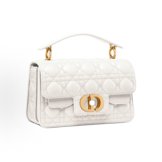DIOR Jolie CD logo detachable and adjustable shoulder strap, wister-patterned single-shoulder crossbody handbag, small size for women, cream white