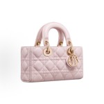 DIOR Lady D-Joy pendant with a detachable adjustable shoulder strap, single-shoulder crossbody handbag, small size for women, light pink